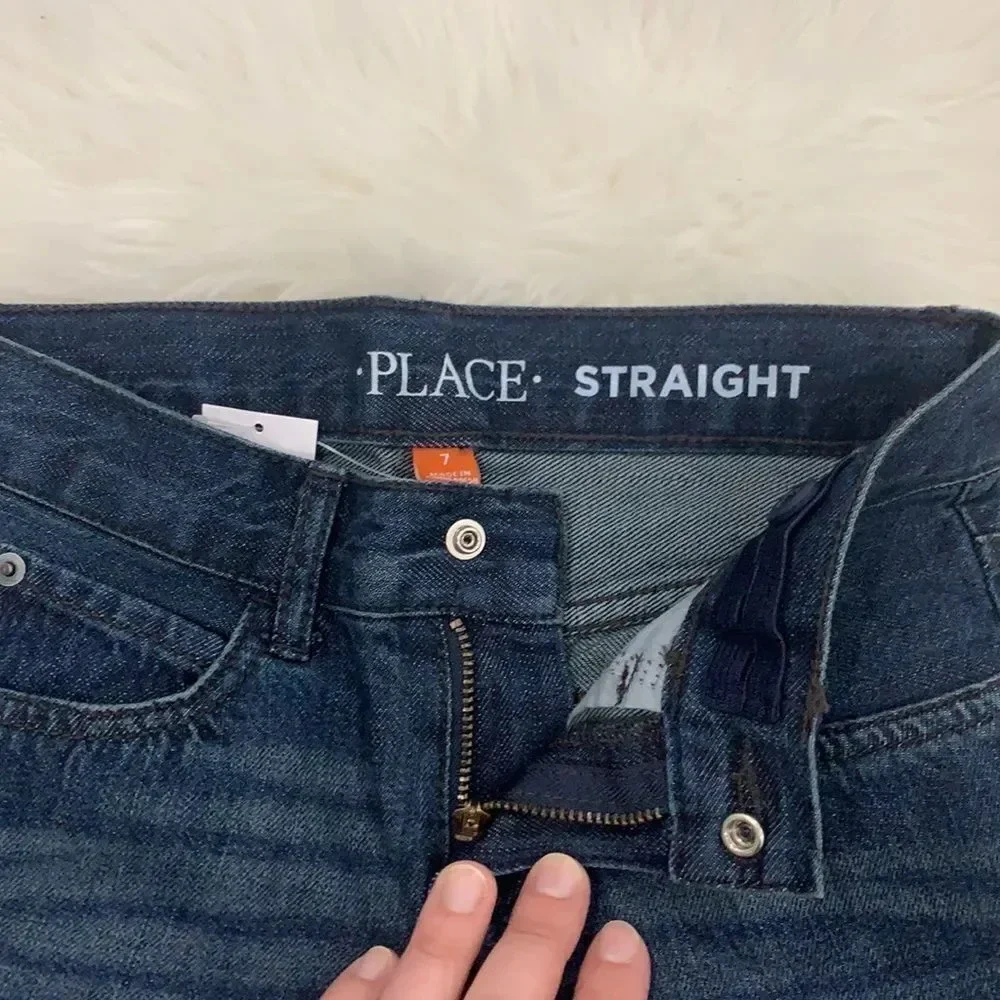 Children’s Place Kids boys straight deep blue jeans size 7 NWT